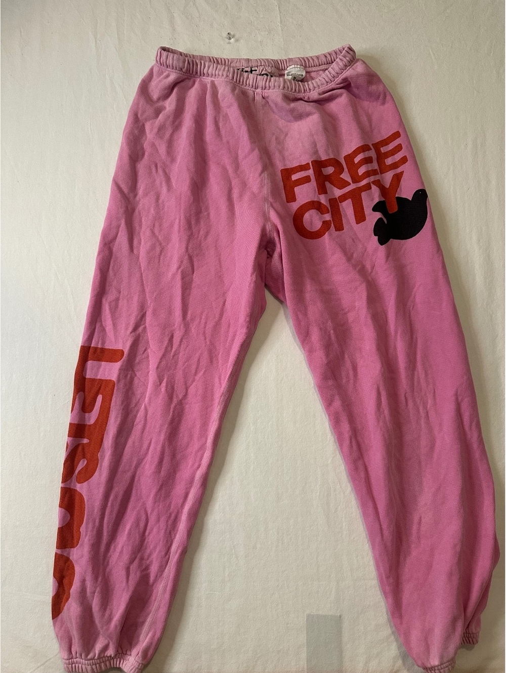 FREECITY Pink Sweatpants Joggers Graphic Dove Logo Made USA Size S